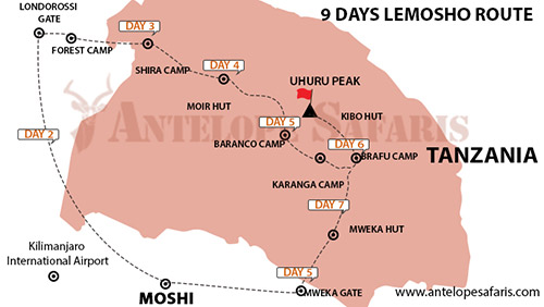 9 Days Lemosho Route